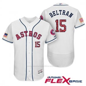 Camiseta Beisbol Hombre Houston Astros 2017 Estrellas y Rayas Carlos Beltran Blanco Flex Base