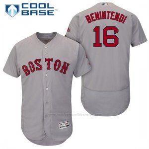 Camiseta Beisbol Hombre Boston Red Sox 16 Andrew Benintendi Grisautentico Coleccion Jugador Cool Base