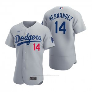 Camiseta Beisbol Hombre Los Angeles Dodgers Enrique Hernandez Autentico 2020 Alterno Gris