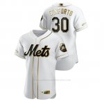 Camiseta Beisbol Hombre New York Mets Michael Conforto Golden Edition Autentico Blanco