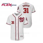 Camiseta Beisbol Hombre Washington Nationals Max Scherzer 150th Aniversario Patch Flex Base Blanco