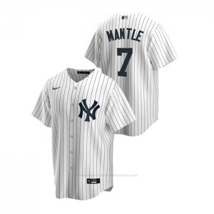 Camiseta Beisbol Hombre New York Yankees Mickey Mantle Replica Primera Blanco