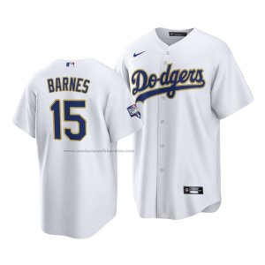 Camiseta Beisbol Hombre Los Angeles Dodgers Austin Barnes 2021 Gold Program Replica Blanco