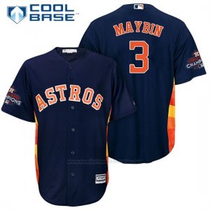 Camiseta Beisbol Hombre Houston Astros 2017 World Series Campeones Cameron Maybin Azul Cool Base