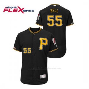 Camiseta Beisbol Hombre Pittsburgh Pirates Josh Bell 150th Aniversario Patch Autentico Flex Base Negro