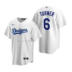 Camiseta Beisbol Hombre Los Angeles Dodgers Trea Turner Replica Primera Blanco