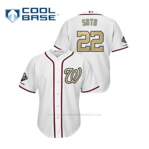 Camiseta Beisbol Hombre Washington Nationals Juan Soto 2019 Gold Program Cool Base Blanco
