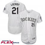 Camiseta Beisbol Hombre Colorado Rockies 21 Jonathan Lucroy Blanco Flex Base