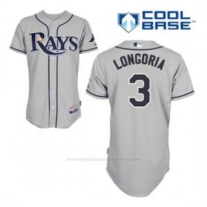 Camiseta Beisbol Hombre Tampa Bay Rays Evan Longoria 3 Gris Cool Base