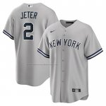 Camiseta Beisbol Hombre New York Yankees Derek Jeter Big Tall Road Replica Gris