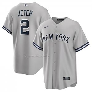 Camiseta Beisbol Hombre New York Yankees Derek Jeter Big Tall Road Replica Gris