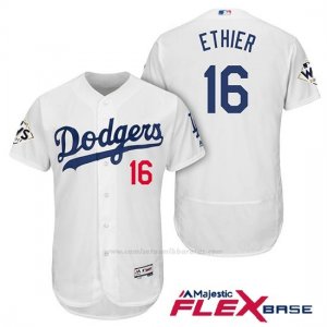 Camiseta Beisbol Hombre Los Angeles Dodgers 2017 World Series Andre Ethier Blanco Flex Base