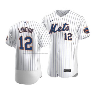 Camiseta Beisbol Hombre New York Mets Francisco Lindor Autentico Primera Blanco