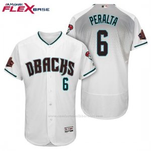 Camiseta Beisbol Hombre Arizona Diamondbacks 6 David Peralta Blanco Aqua 1ª 20 Aniversario Flex Base