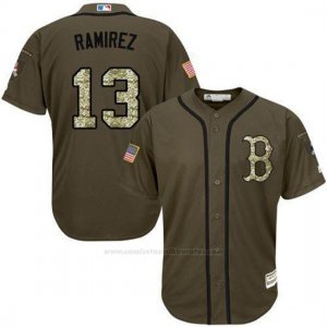 Camiseta Beisbol Hombre Boston Red Sox 13 Hanley Ramirez Verde Salute To Service