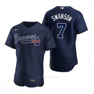 Camiseta Beisbol Hombre Atlanta Braves Dansby Swanson Autentico 2020 Alterno Azul