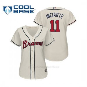 Camiseta Beisbol Mujer Atlanta Braves Ender Inciarte Cool Base Majestic Alternato 2019 Crema