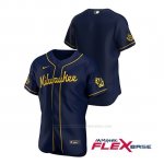 Camiseta Beisbol Hombre Milwaukee Brewers Autentico 2020 Alternato Azul