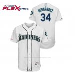 Camiseta Beisbol Hombre Seattle Mariners Felix Hernandez 150th Aniversario Patch Flex Base Blanco