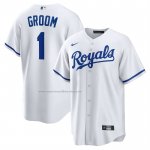 Camiseta Beisbol Hombre Kansas City Royals NO 1 Groom Primera Replica Blanco