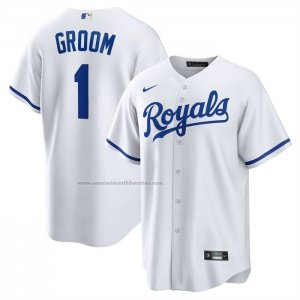 Camiseta Beisbol Hombre Kansas City Royals NO 1 Groom Primera Replica Blanco