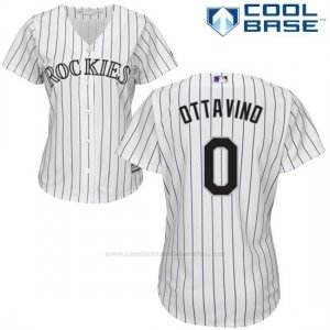 Camiseta Beisbol Mujer Colorado Rockies Adam Ottavino 0 Blanco Autentico Coleccion Cool Base