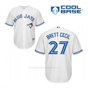 Camiseta Beisbol Hombre Toronto Blue Jays Brett Cecil 27 Blanco 1ª Cool Base