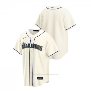 Camiseta Beisbol Hombre Seattle Mariners Replica Alterno Crema