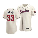 Camiseta Beisbol Hombre Atlanta Braves A.j. Minter Autentico Alterno Crema