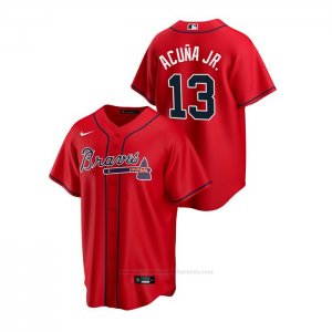 Camiseta Beisbol Hombre Atlanta Braves Ronald Acuna Jr. 2020 Replica Alterno Rojo