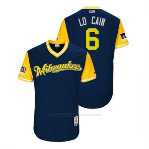 Camiseta Beisbol Hombre Milwaukee Brewers Lorenzo Cain 2018 Llws Players Weekend Lo Cain Azul