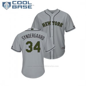 Camiseta Beisbol Hombre New York Mets Noah Syndergaard 2018 Dia de los Caidos Cool Base Gris
