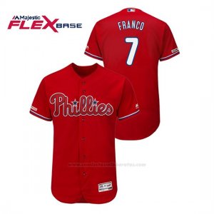 Camiseta Beisbol Hombre Philadelphia Phillies Maikel Franco 150th Aniversario Patch Flex Base Rojo