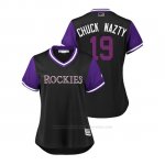 Camiseta Beisbol Mujer Colorado Rockies Charlie Negromon 2018 Llws Players Weekend Chuck Nazty Negro