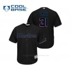 Camiseta Beisbol Hombre Miami Marlins Caleb Smith Cool Base Majestic Alternato 2019 Negro