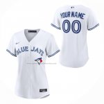 Camiseta Beisbol Mujer Toronto Blue Jays Primera Replica Personalizada Blanco