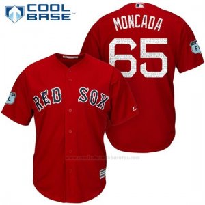Camiseta Beisbol Hombre Boston Red Sox 65 Yoan Moncada Rojo 2017 Entrenamiento de Primavera Cool Base Jugador