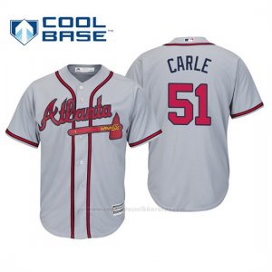 Camiseta Beisbol Hombre Atlanta Braves Shane Carle Cool Base Majestic Road 2019 Gris