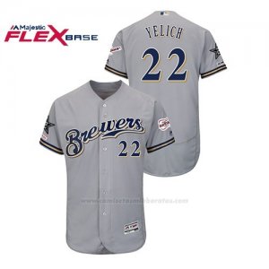 Camiseta Beisbol Hombre Milwaukee Brewers Christian Yelich 2019 All Star Game Flex Base Gris