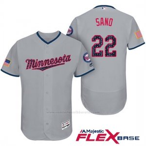 Camiseta Beisbol Hombre Minnesota Twins 2017 Estrellas y Rayas Miguel Sano Gris Flex Base