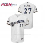 Camiseta Beisbol Hombre Milwaukee Brewers Zach Davies 2019 Postseason Flex Base Blanco