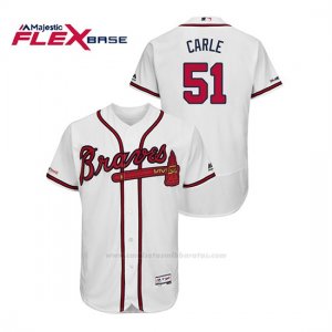 Camiseta Beisbol Hombre Atlanta Braves Shane Carle 150th Aniversario Patch Flex Base Blanco