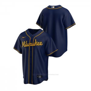 Camiseta Beisbol Hombre Milwaukee Brewers Replica Alterno Azul