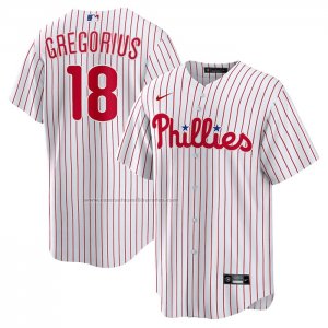 Camiseta Beisbol Hombre Philadelphia Phillies Didi Gregorius Primera Replica Blanco Rojo