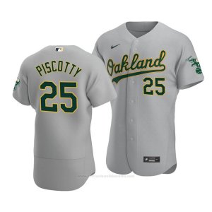 Camiseta Beisbol Hombre Oakland Athletics Stephen Piscotty Autentico Road 2020 Gris