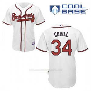 Camiseta Beisbol Hombre Atlanta Braves 34 Trevor Cahill Blanco 1ª Cool Base