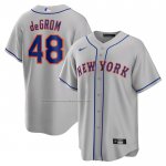 Camiseta Beisbol Hombre New York Mets Jacob deGrom Road Replica Gris