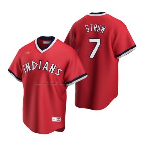 Camiseta Beisbol Hombre Cleveland Indians Myles Straw Cooperstown Collection Road Rojo