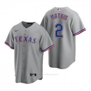 Camiseta Beisbol Hombre Texas Rangers Jeff Mathis Replica Road Gris