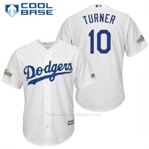 Camiseta Beisbol Hombre Los Angeles Dodgers 2017 Postemporada Justin Turner Blanco Cool Base